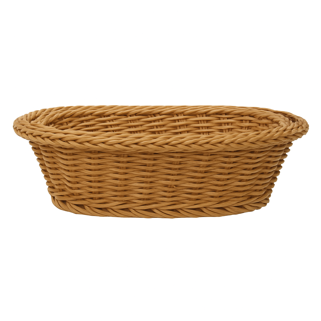 3-Piece Handwoven Oval Cane Bread Basket Set – Natural Brown Rattan Serving Baskets for Dining, Kitchen & Restaurants