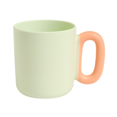 1Pc Modern Pastel Ceramic Mug – Two-Tone Coffee & Tea Cup in Yellow, Pink & Green