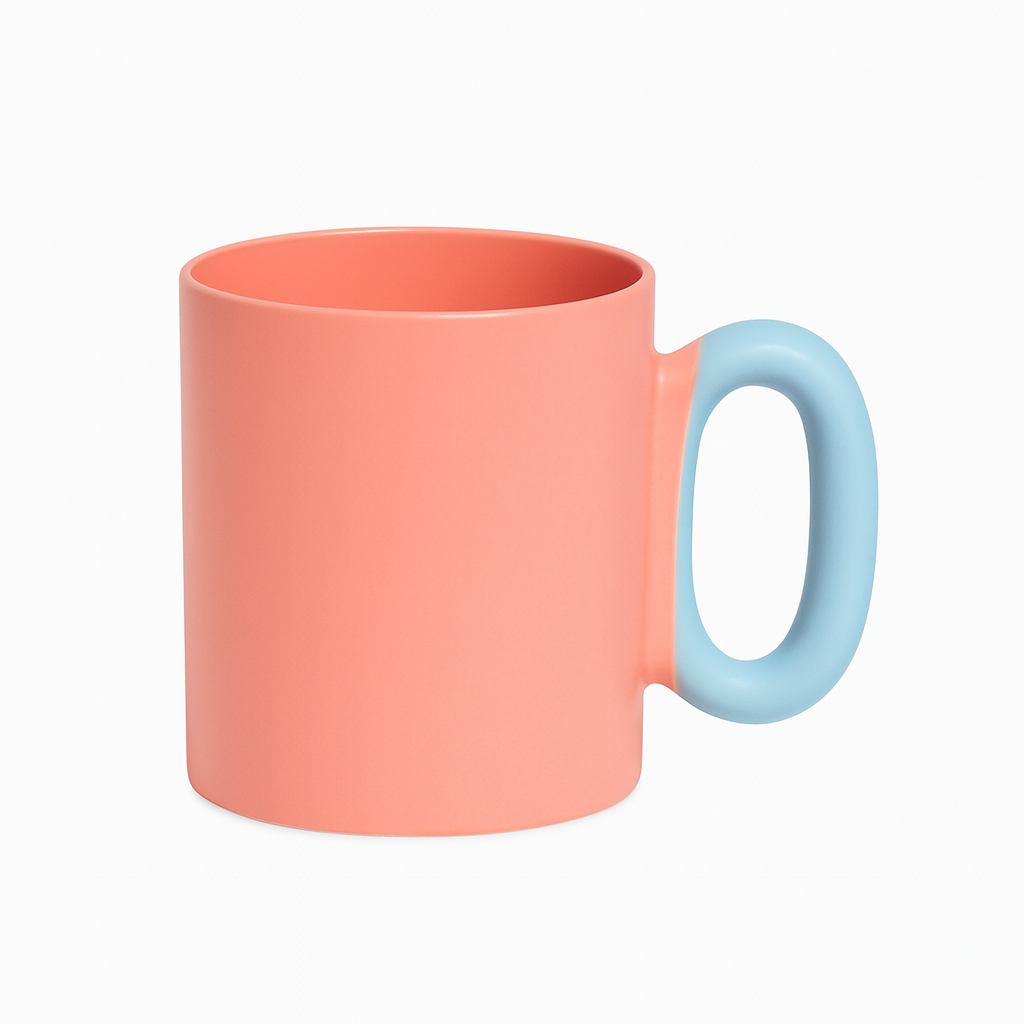 1Pc Modern Pastel Ceramic Mug – Two-Tone Coffee & Tea Cup in Yellow, Pink & Green
