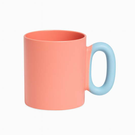 1Pc Modern Pastel Ceramic Mug – Two-Tone Coffee & Tea Cup in Yellow, Pink & Green