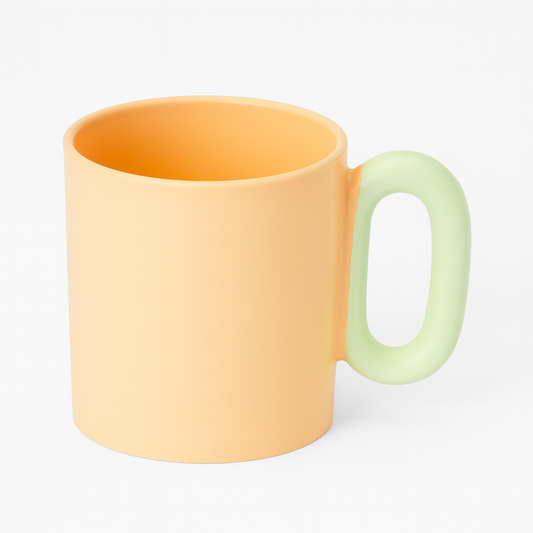1Pc Modern Pastel Ceramic Mug – Two-Tone Coffee & Tea Cup in Yellow, Pink & Green