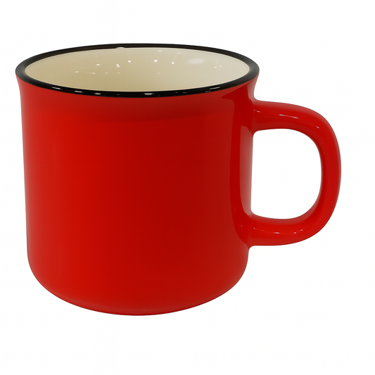 Classic Enamel-Style Ceramic Mug – Retro Coffee & Tea Cup in red