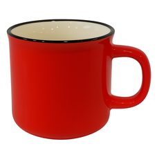 Classic Enamel-Style Ceramic Mug – Retro Coffee & Tea Cup in red
