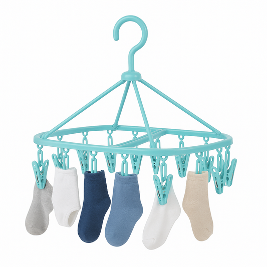 Cute Clothes Drying Hanger with Clips – Multi-Peg Foldable Hanger for Laundry, Socks, Innerwear & Small Clothes
