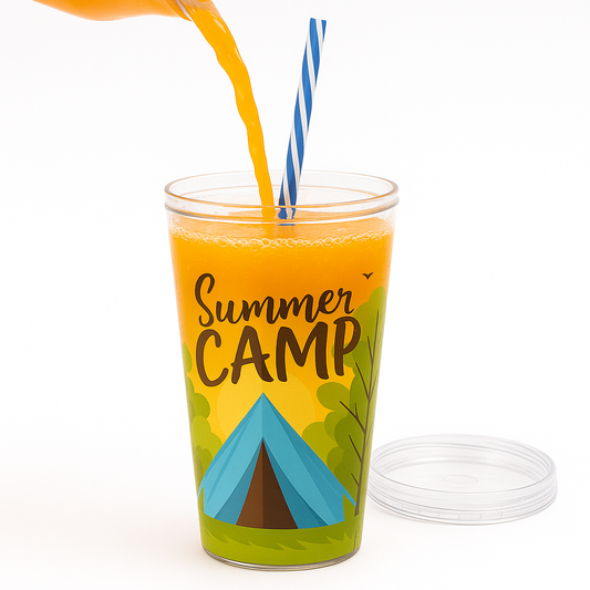 Lime Shake Cup AP-9444 – 600 ml Clear Double-Wall Fruit Shake Tumbler with Straw