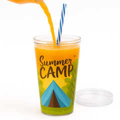 Lime Shake Cup AP-9444 – 600 ml Clear Double-Wall Fruit Shake Tumbler with Straw