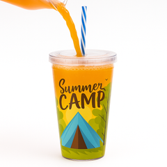 Lime Shake Cup AP-9444 – 600 ml Clear Double-Wall Fruit Shake Tumbler with Straw