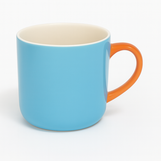 1pc Ceramic Coffee Mug – Stylish Tea & Coffee Cups Blue with Orange handle