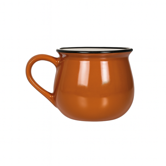 Orange Enamel Mug | Vintage Pot-Belly Design | Durable Coffee & Tea Cups for Home & Outdoor Use