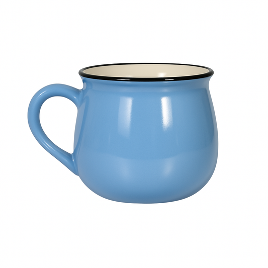 Blue Enamel Mug | Vintage Pot-Belly Design | Durable Coffee & Tea Cups for Home & Outdoor Use