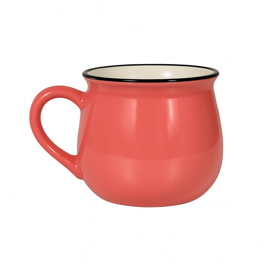 Pink Enamel Mug | Vintage Pot-Belly Design | Durable Coffee & Tea Cups for Home & Outdoor Use