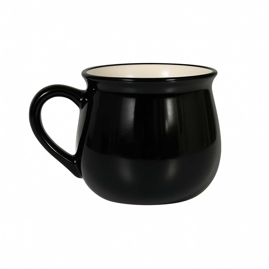 Black Enamel Mug | Vintage Pot-Belly Design | Durable Coffee & Tea Cups for Home & Outdoor Use