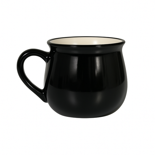 Black Enamel Mug | Vintage Pot-Belly Design | Durable Coffee & Tea Cups for Home & Outdoor Use