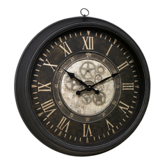 Rustic Steampunk Wall Clock – 14.5-Inch Vintage Gear Design Clock with Roman Numerals & Antique Plastic Frame