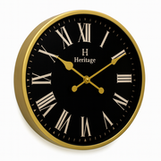 SCOTTISH 20" Heritage Wall Clock – Black Dial with Gold Plastic Frame and Roman Numerals - Habitt