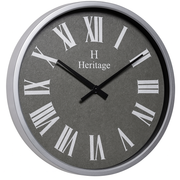 SCOTTISH 20" Heritage Wall Clock – Grey Dial with Silver Plastic Frame and Roman Numerals - Habitt