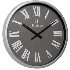 SCOTTISH 20" Heritage Wall Clock – Grey Dial with Silver Plastic Frame and Roman Numerals