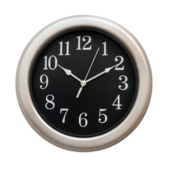 SUNRISE PLAIN 18" Modern Wall Clock – Brushed Silver Frame with Black Dial