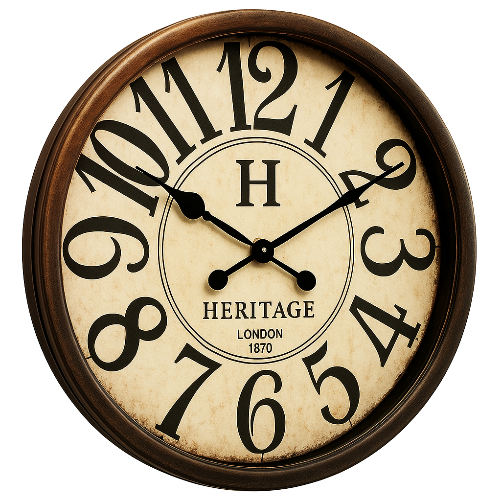 SCOTTISH 20" Heritage Wall Clock – Antique Brown Plastic Frame with Vintage Cream Dial