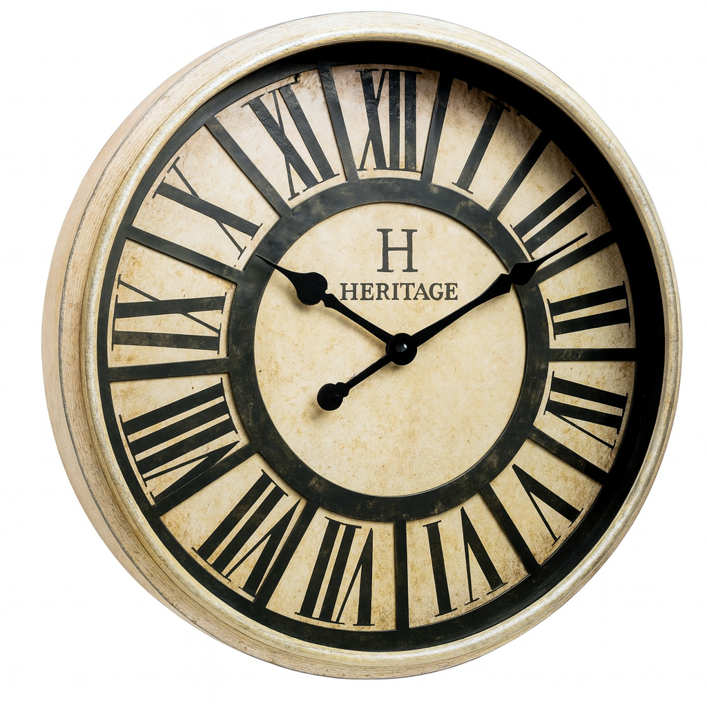 SCOTTISH 20" Heritage Roman Wall Clock – Antique Cream Plastic Frame with Classic Vintage Dial