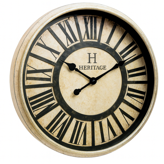 SCOTTISH 20" Heritage Roman Wall Clock – Antique Cream Plastic Frame with Classic Vintage Dial