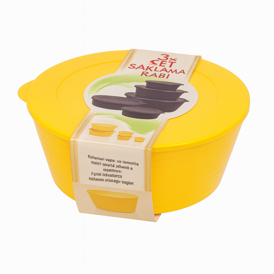 1Pc Bowl with Lid – Durable Plastic Food Storage Container (Yellow)