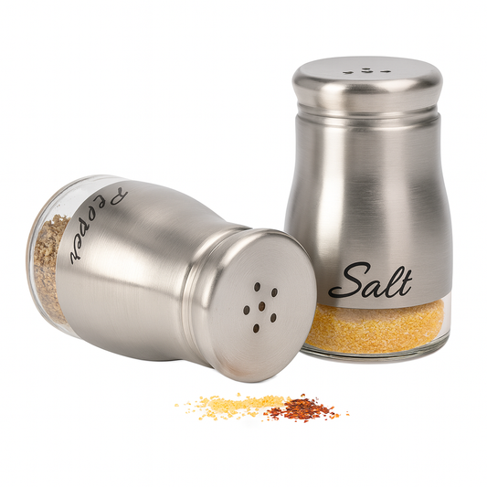 1Pc Stainless Steel Salt & Pepper Shaker – Assorted Design (CH-4, Single Piece)