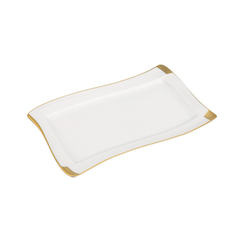 Rectangular Ceramic Serving Dish – White with Gold Trim