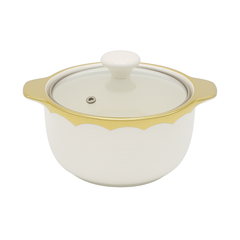 Small Ceramic Serving Dish with Lid – White & Gold