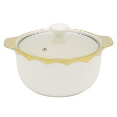 Large Ceramic Serving Dish with Lid – White &Gold