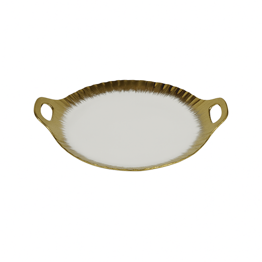 Elegant Oval Serving Dish – Gold Rim Design
