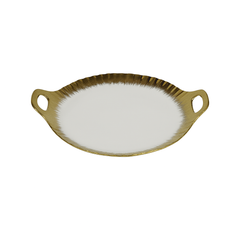 Elegant Oval Serving Dish – Gold Rim Design