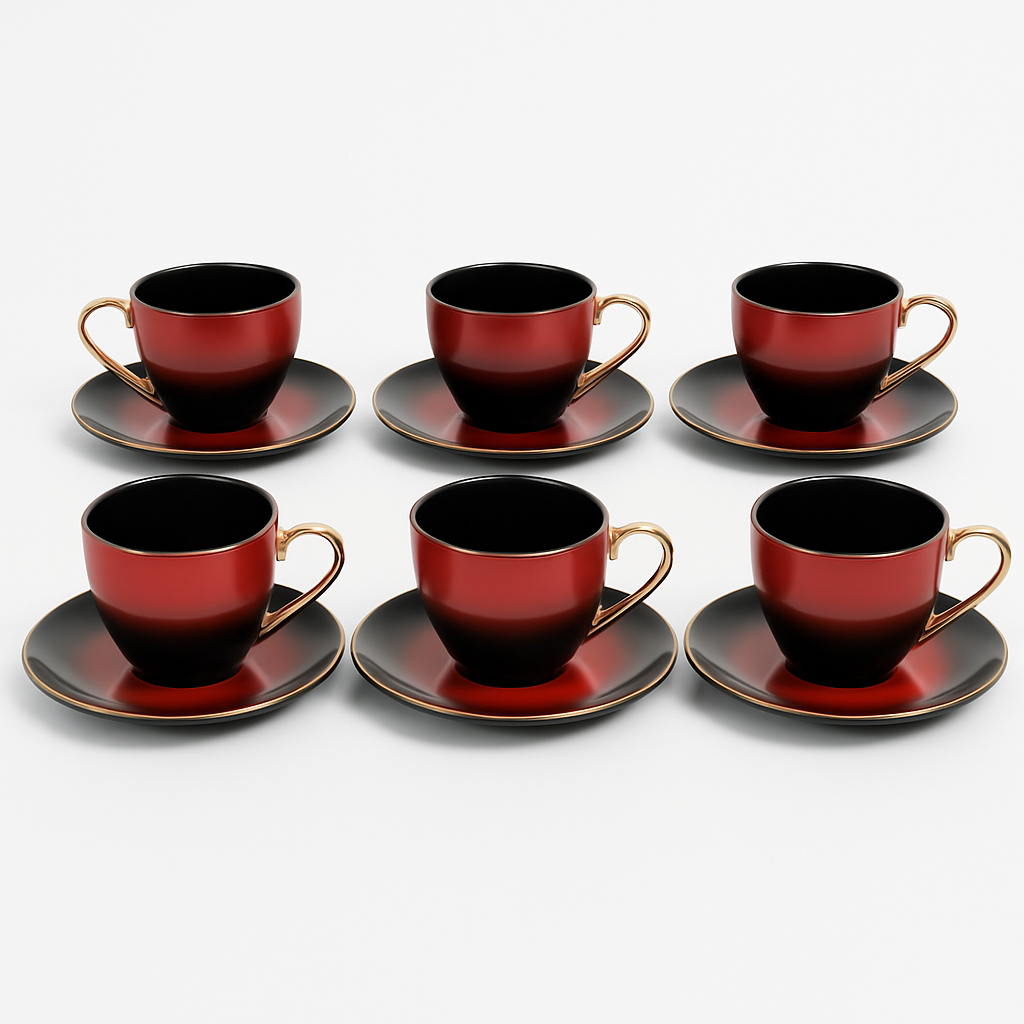 12-Piece Tea & Coffee Cup Set with Saucers – 6 Person Elegant Design