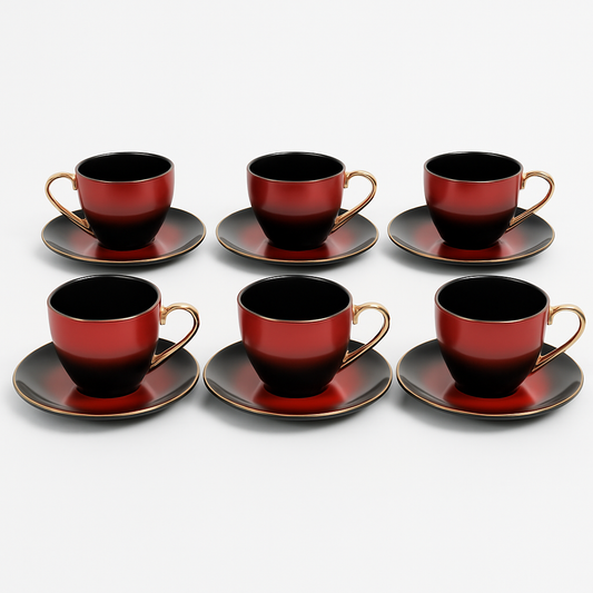 12-Piece Tea & Coffee Cup Set with Saucers – 6 Person Elegant Design