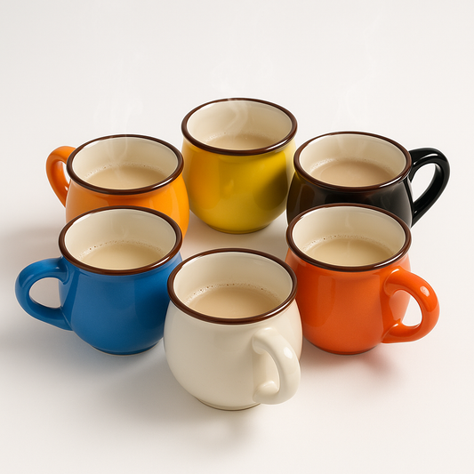 Pack of 6 – Colorful Ceramic Mini Mug Set (Assorted) | Multicolor Espresso & Tea Cups | Premium Glazed Finish