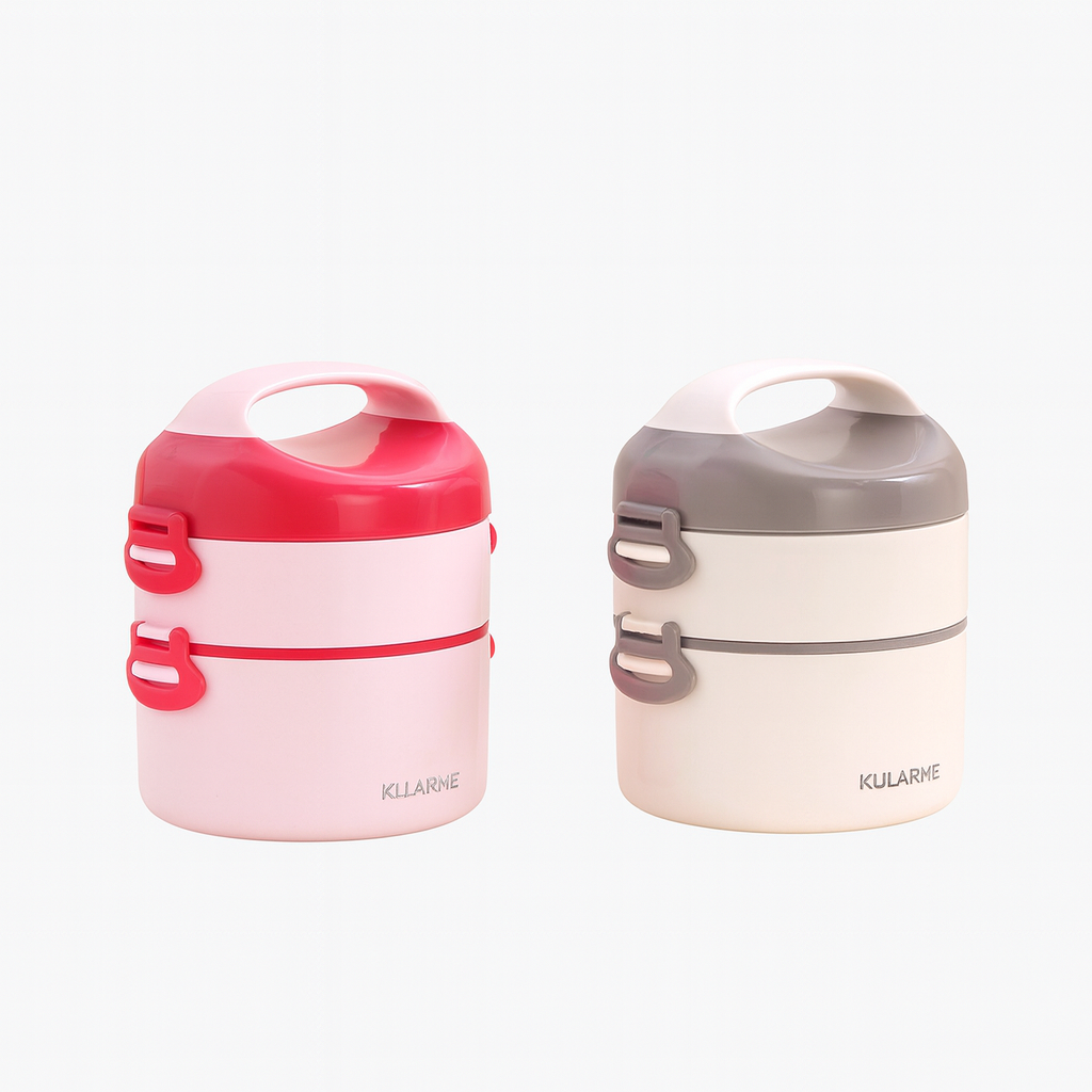 1Pc Double-Layer Stainless Steel Lunch Box (Assorted) | Thermal Tiffin with Handle | Leak-Proof Stackable Bento Box – Assorted Colors