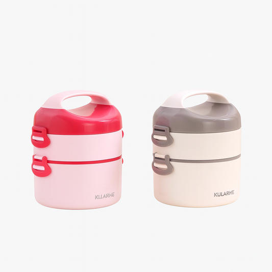 1Pc Double-Layer Stainless Steel Lunch Box (Assorted) | Thermal Tiffin with Handle | Leak-Proof Stackable Bento Box – Assorted Colors