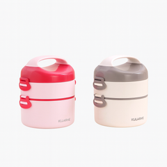 1Pc Double-Layer Stainless Steel Lunch Box (Assorted) | Thermal Tiffin with Handle | Leak-Proof Stackable Bento Box – Assorted Colors