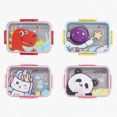 1Pc Cute Cartoon Stainless Steel Lunch Box for Kids (Assorted) | Leak-Proof Bento Box with Lid | Assorted Designs