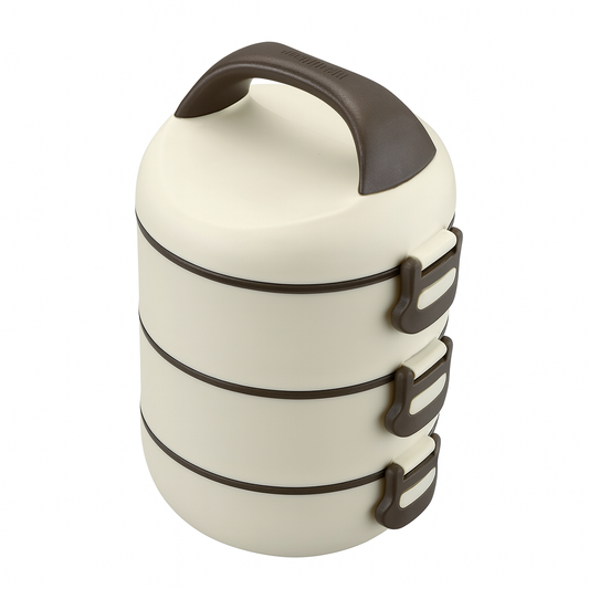 3-Tier Stainless Steel Lunch Box | Thermal Insulated Tiffin with Handle | Leak-Proof Stackable Food Container