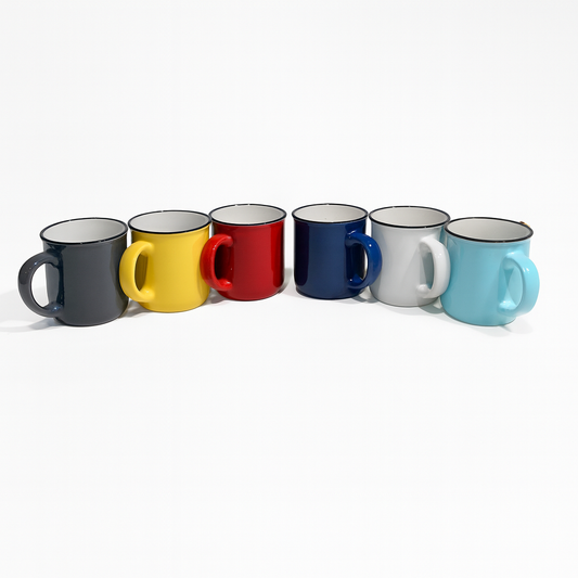 (Set of 6) Assorted Mugs – Vintage Small Coffee & Tea Cups, Colorful Metal Camping Cups