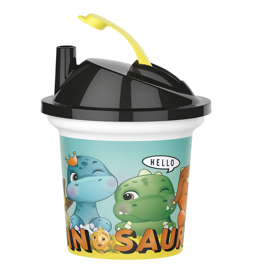 Dinosaur Kids Sipper Cup – BPA-Free Teddy Cup with Straw & Lid | Leakproof Cartoon Drinking Cup for Toddlers & Children