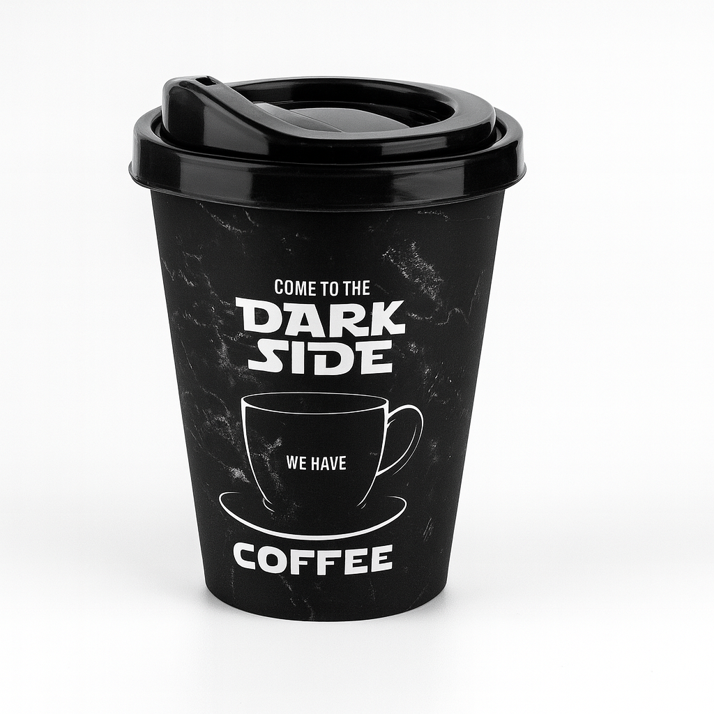 Dark Side Coffee Cup – 400ml Reusable Travel Mug with Lid | Insulated BPA-Free Tumbler for Hot & Cold Drinks