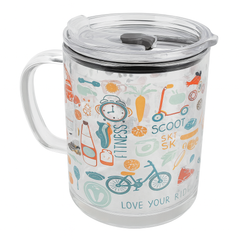 Printed Glass Tumbler with Straw & Lid – Reusable Mug for Juice, Coffee & Milkshakes
