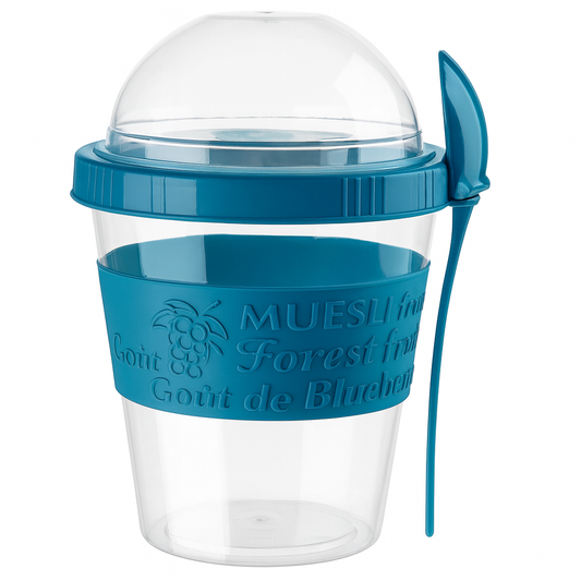 Portable Yogurt Container with Spoon & Dome Lid – Leakproof Snack Cup for Breakfast, Fruit & Parfait On-the-Go