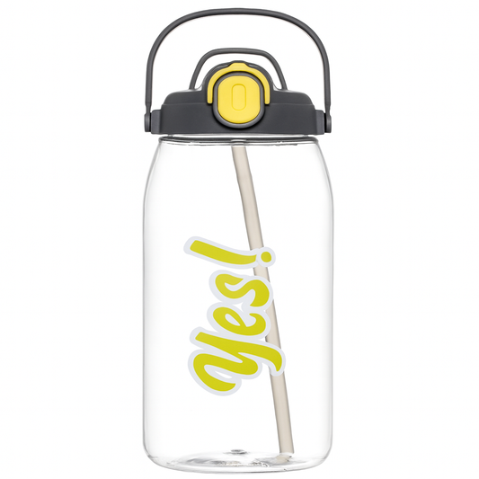 Yes! 2000ml Sports Water Bottle – Large Capacity BPA-Free Motivational Bottle with Straw & Handle | Leakproof Gym & Outdoor Hydration Bottle