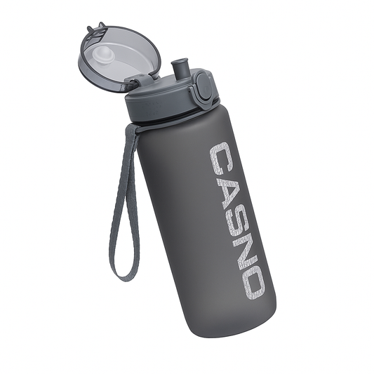 CASNO Sports Water Bottle – BPA-Free Leakproof Bottle with Flip Lid & Wrist Strap | Matte Finish Gym & Outdoor Hydration Bottle