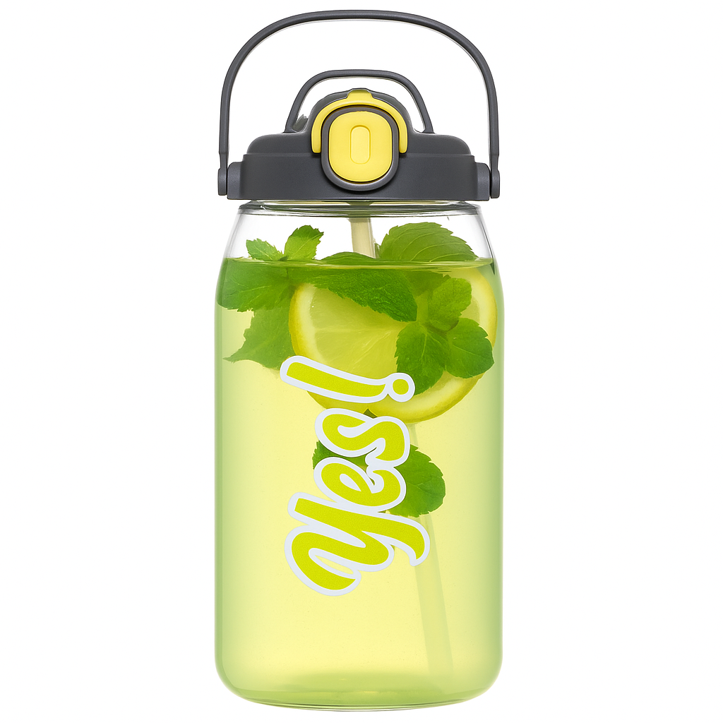 Yes! 2000ml Sports Water Bottle – Large Capacity BPA-Free Motivational Bottle with Straw & Handle | Leakproof Gym & Outdoor Hydration Bottle