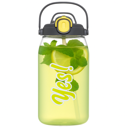 Yes! 2000ml Sports Water Bottle – Large Capacity BPA-Free Motivational Bottle with Straw & Handle | Leakproof Gym & Outdoor Hydration Bottle