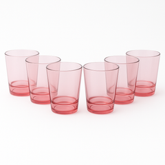 (Pack of 6) Multi-Colored Drinking Glasses – Premium Transparent Tumblers in Purple, Grey, Blue, Pink & Clear Shades